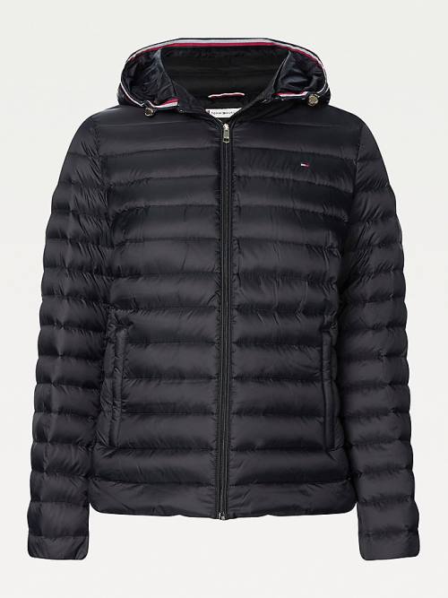 Tommy Hilfiger Down-Filled Hooded Zip-Thru Ženske Jakne Črna | TH197MAT