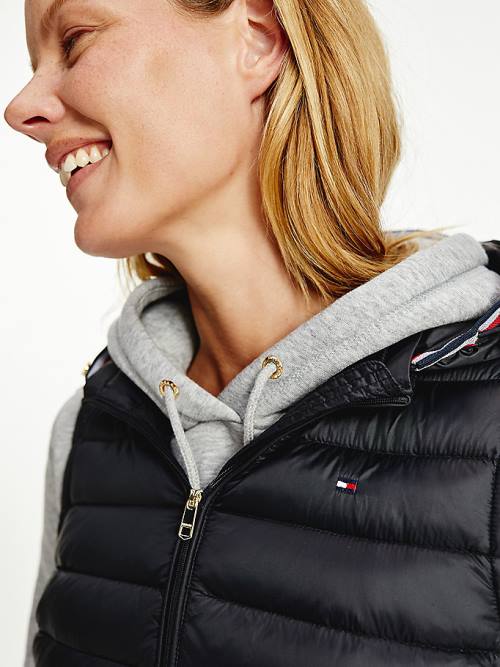 Tommy Hilfiger Down-Filled Quilted Vest Ženske Plašč Črna | TH158ZAC