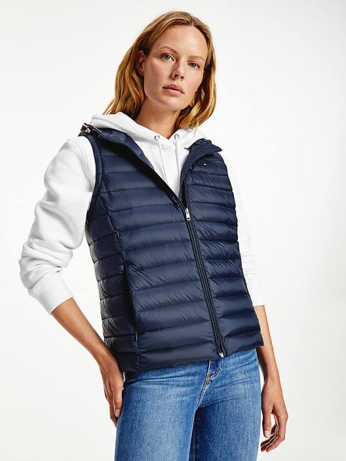 Tommy Hilfiger Down-Filled Quilted Vest Ženske Plašč Modra | TH375TSU