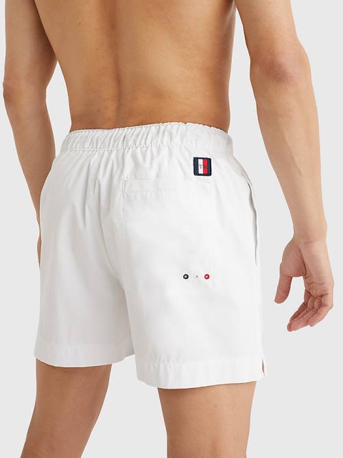 Tommy Hilfiger Drawstring Mid Length Shorts Moški Kopalke Bela | TH164BPN