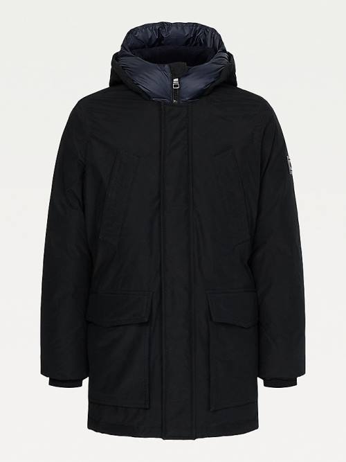 Tommy Hilfiger Dry Wax Filled Rockie Parka Moški Plašč Črna | TH205IWV