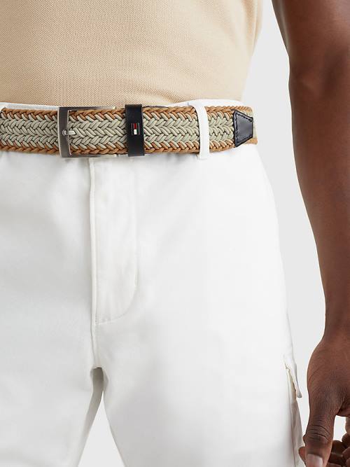 Tommy Hilfiger Elasticated Braided Moški Pas Za Hlače Bež | TH127PKD