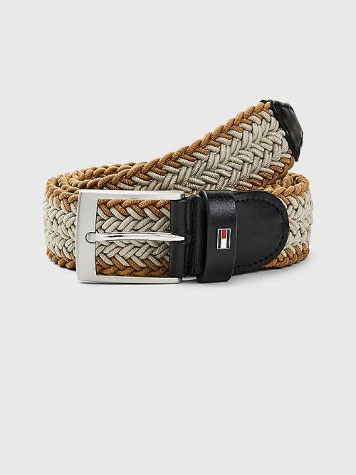 Tommy Hilfiger Elasticated Braided Moški Pas Za Hlače Bež | TH127PKD