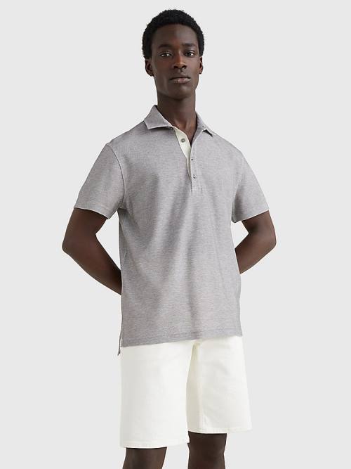 Tommy Hilfiger Elevated Honeycomb Moški Polo Majica Siva | TH925XET