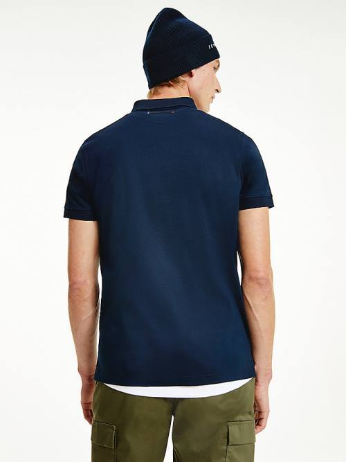 Tommy Hilfiger Elevated Interlock Slim Fit Moški Polo Majica Modra | TH283XDZ