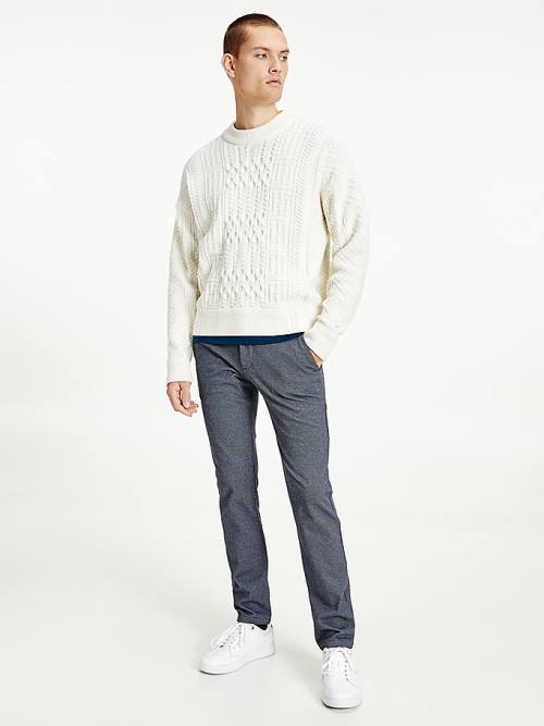 Tommy Hilfiger Elevated Oversized Signature Aran Jumper Moški Puloverji Bela | TH047HJA