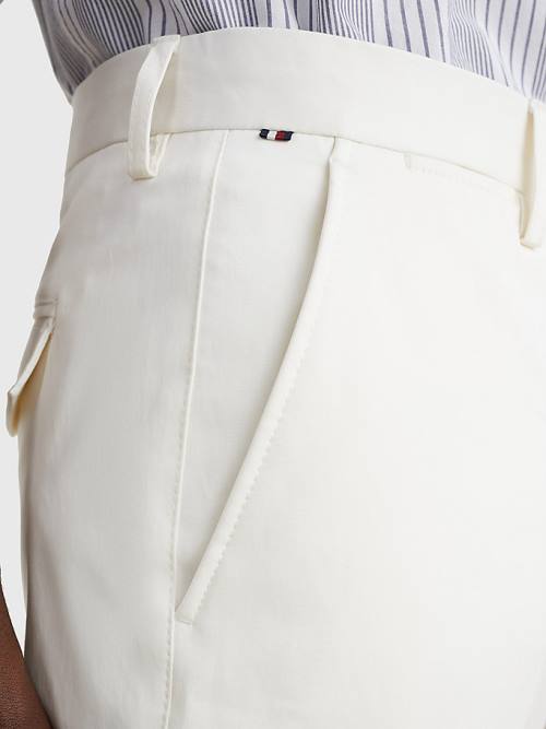 Tommy Hilfiger Elevated Relaxed Fit Satin Moški Hlače Bela | TH891YFD