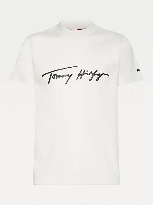 Tommy Hilfiger Elevated Signature Organic Cotton Moški Majice Bela | TH184PUT