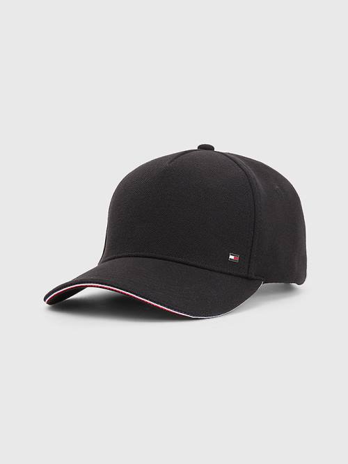 Tommy Hilfiger Elevated Signature Tape Cap Moški Kapa Črna | TH856DGJ