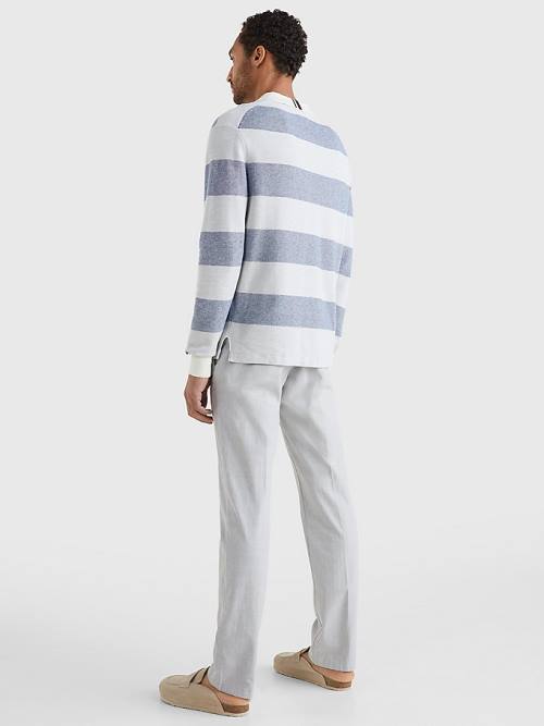 Tommy Hilfiger Elevated Stripe Rugby Shirt Moški Puloverji Siva | TH645WUO