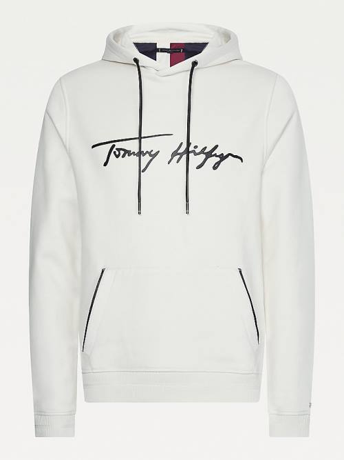 Tommy Hilfiger Elevated TH Signature Moški Pulover s kapuco Bela | TH615RKP