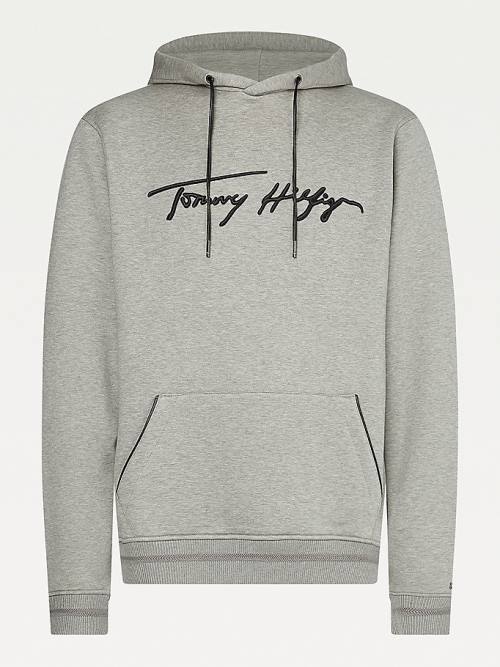 Tommy Hilfiger Elevated TH Signature Moški Pulover s kapuco Siva | TH625WCZ