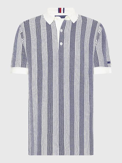 Tommy Hilfiger Elevated Vertical Stripe Polo Moški Puloverji Bela | TH397DBE