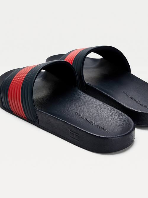 Tommy Hilfiger Embossed Flag Pool Slides Moški Sandali Modra | TH897IZD