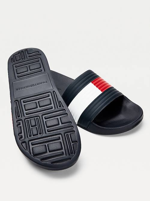 Tommy Hilfiger Embossed Flag Pool Slides Moški Sandali Modra | TH897IZD