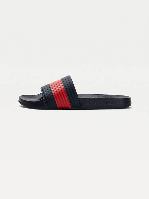 Tommy Hilfiger Embossed Flag Pool Slides Moški Sandali Modra | TH897IZD