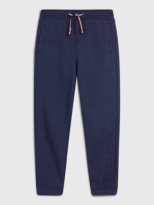 Tommy Hilfiger Embossed Logo Joggers Fantje Hlače Modra | TH417WTI