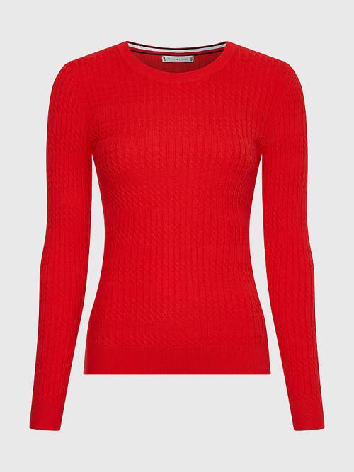 Tommy Hilfiger Essential Cable Knit Jumper Ženske Puloverji Oranžna | TH918RDK