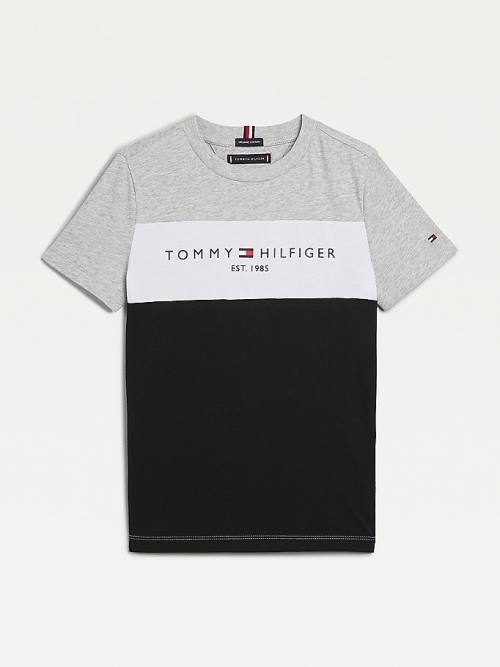 Tommy Hilfiger Essential Colour-Blocked Organic Cotton Fantje Majice Črna | TH064HCF