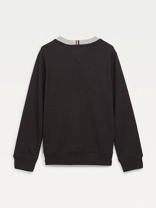 Tommy Hilfiger Essential Colour-Blocked Organic Cotton Fantje Pulover Črna | TH154YEQ