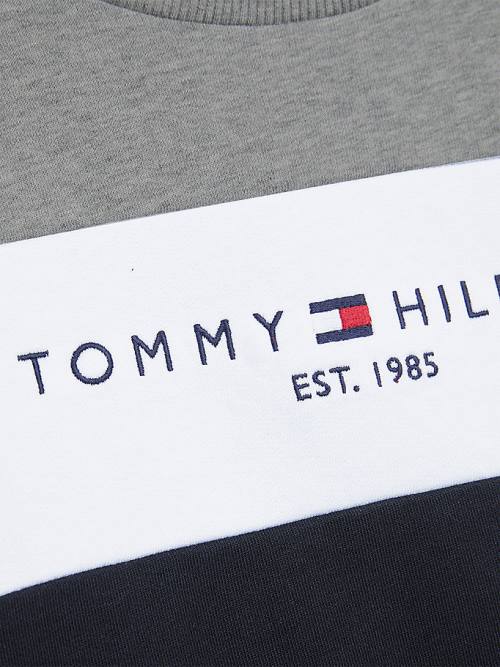 Tommy Hilfiger Essential Colour-Blocked Organic Cotton Fantje Pulover Črna | TH154YEQ