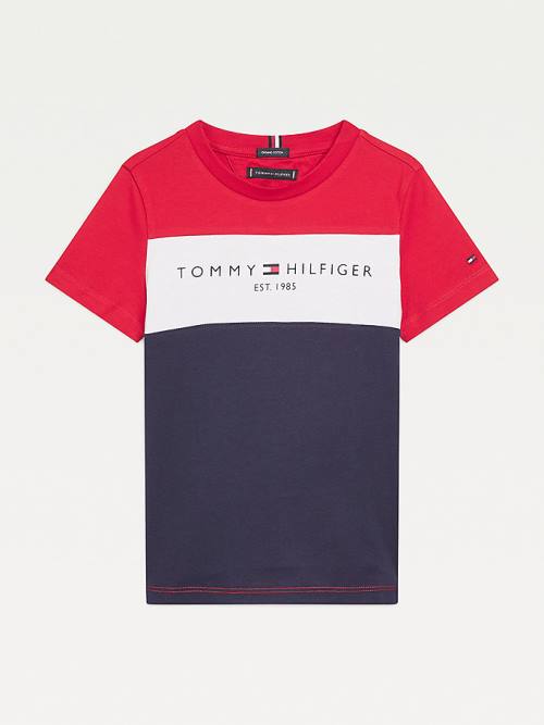 Tommy Hilfiger Essential Colour-Blocked Organic Cotton Fantje Majice Modra | TH914UAK