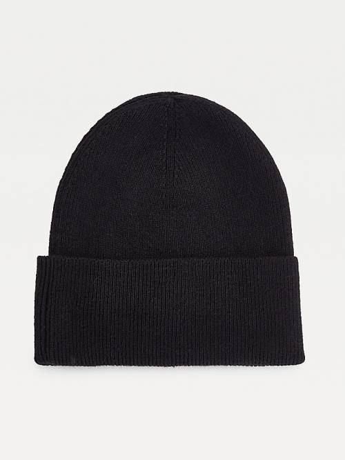 Tommy Hilfiger Essential Cotton Cashmere Beanie Ženske Kapa Črna | TH861DTU