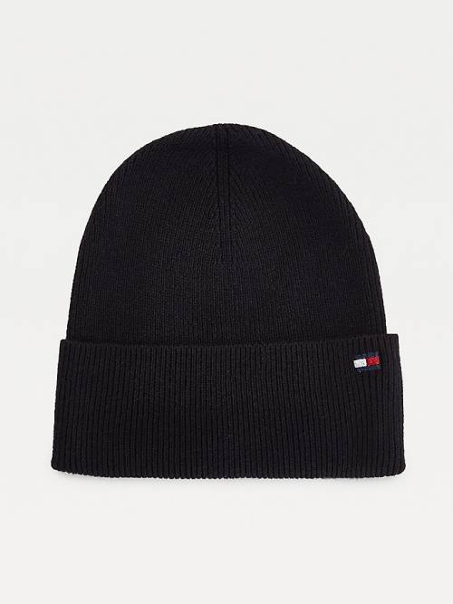 Tommy Hilfiger Essential Cotton Cashmere Beanie Ženske Kapa Črna | TH861DTU