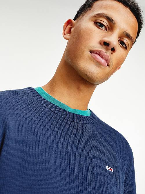 Tommy Hilfiger Essential Crew Neck Jumper Moški Puloverji Modra | TH120DKQ