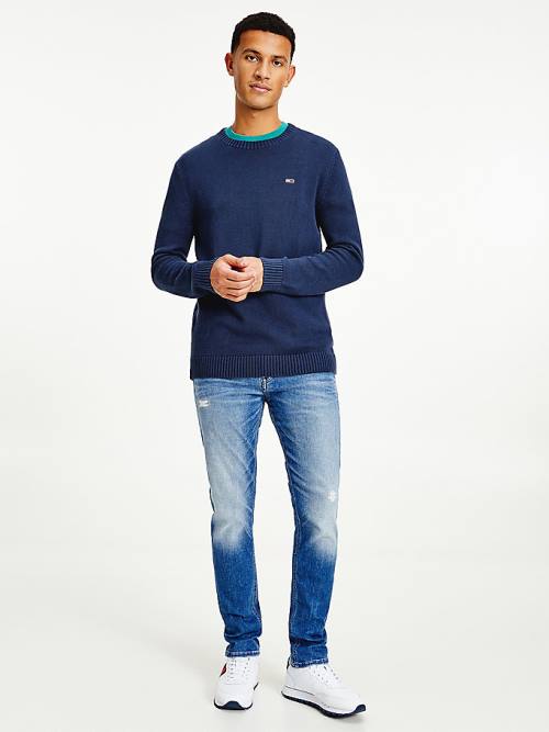 Tommy Hilfiger Essential Crew Neck Jumper Moški Puloverji Modra | TH120DKQ