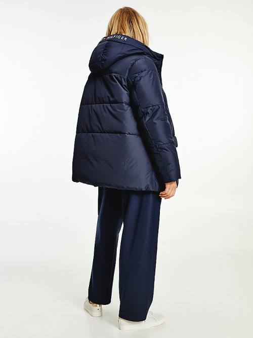 Tommy Hilfiger Essential Curve TH Protect Padded Logo Coat Ženske Jakne Modra | TH256OBX