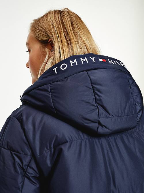 Tommy Hilfiger Essential Curve TH Protect Padded Logo Coat Ženske Jakne Modra | TH256OBX