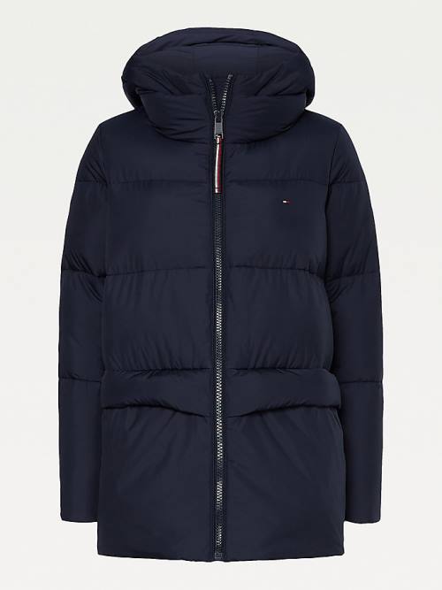 Tommy Hilfiger Essential Curve TH Protect Padded Logo Coat Ženske Jakne Modra | TH256OBX