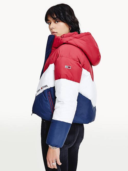 Tommy Hilfiger Essential Down Chevron Puffer Ženske Jakne Rdeča | TH805RVS