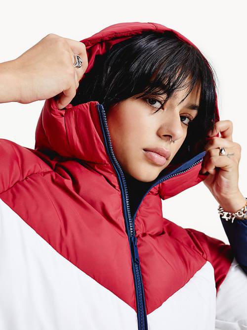 Tommy Hilfiger Essential Down Chevron Puffer Ženske Jakne Rdeča | TH805RVS