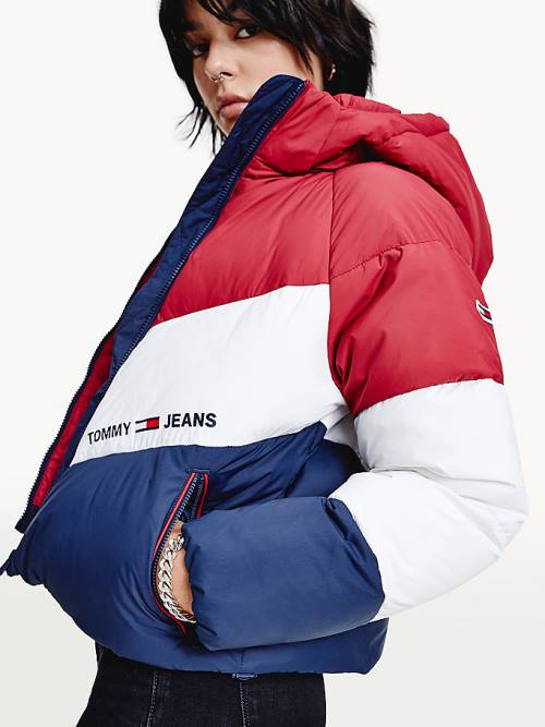 Tommy Hilfiger Essential Down Chevron Puffer Ženske Jakne Rdeča | TH805RVS