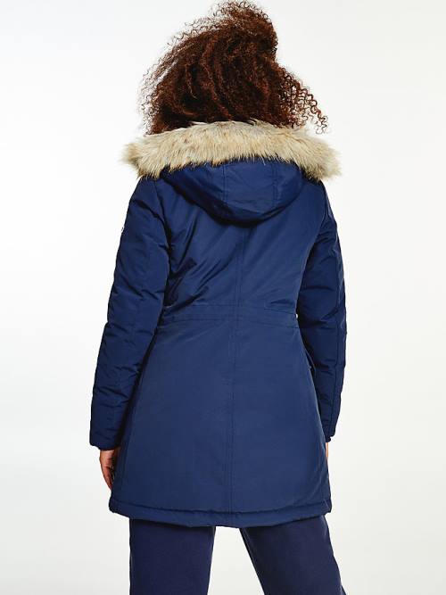 Tommy Hilfiger Essential Faux Fur Trim Down Parka Ženske Plašč Modra | TH930BOZ