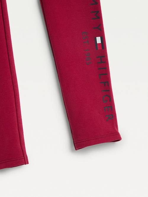 Tommy Hilfiger Essential Full Length Logo Leggings Dekleta Hlače Rdeča | TH407XUD