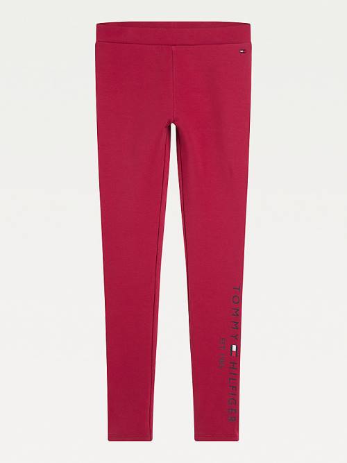 Tommy Hilfiger Essential Full Length Logo Leggings Dekleta Hlače Rdeča | TH407XUD