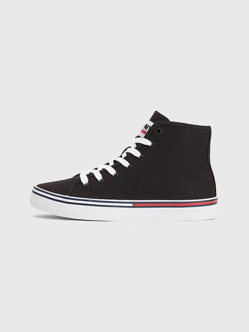 Tommy Hilfiger Essential High-Top Canvas Ženske Superge Črna | TH537MQR