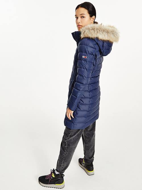 Tommy Hilfiger Essential Hooded Down Coat Ženske Jakne Modra | TH485REH