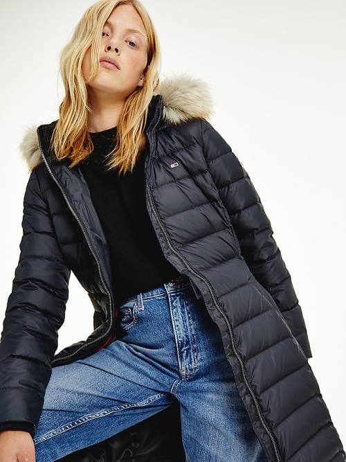 Tommy Hilfiger Essential Hooded Down Coat Ženske Jakne Črna | TH956PUX