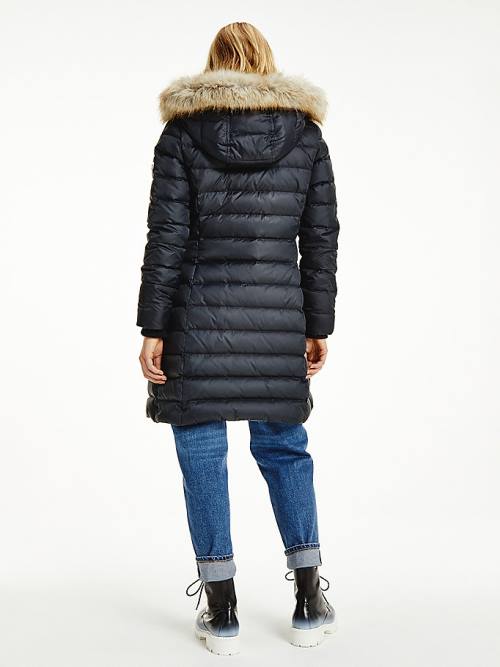 Tommy Hilfiger Essential Hooded Down Coat Ženske Jakne Črna | TH956PUX