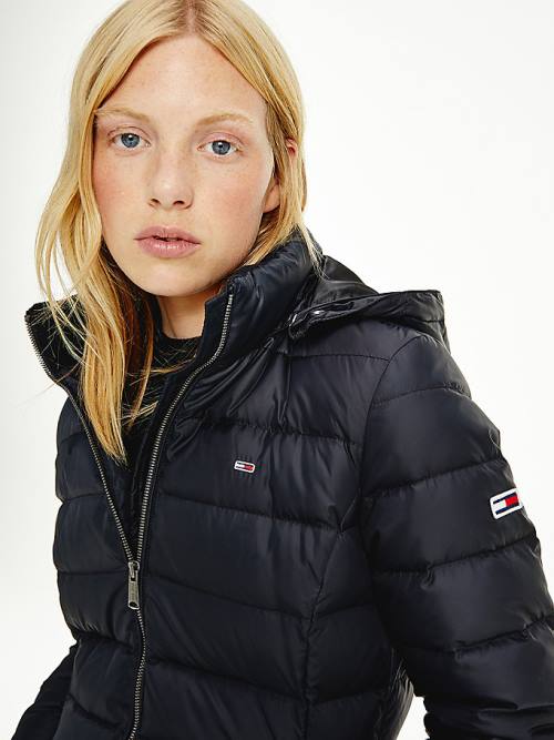 Tommy Hilfiger Essential Hooded Down Coat Ženske Jakne Črna | TH956PUX