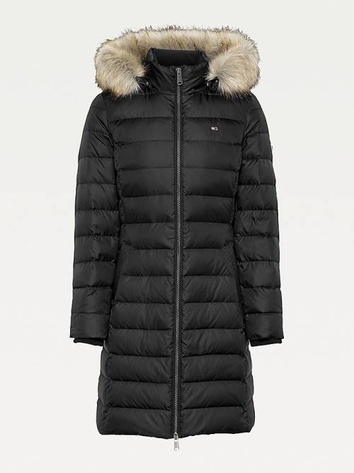 Tommy Hilfiger Essential Hooded Down Coat Ženske Jakne Črna | TH956PUX