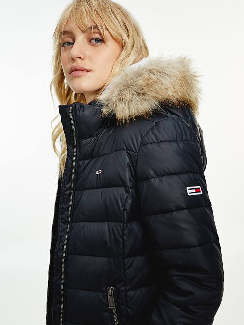 Tommy Hilfiger Essential Hooded Padded Ženske Jakne Črna | TH175LAT