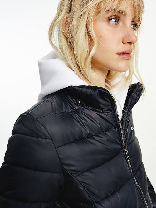 Tommy Hilfiger Essential Hooded Padded Ženske Jakne Črna | TH175LAT