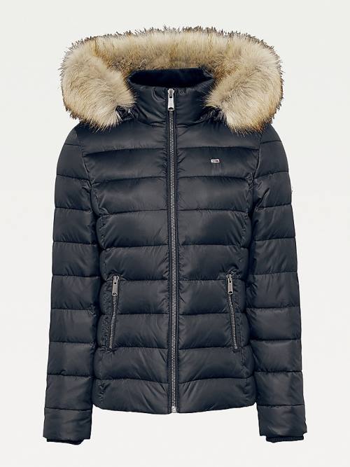 Tommy Hilfiger Essential Hooded Padded Ženske Jakne Črna | TH175LAT