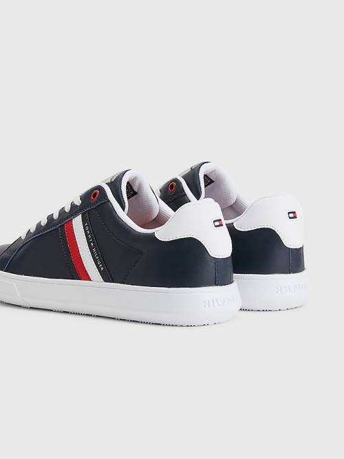 Tommy Hilfiger Essential Leather Cupsole Moški Superge Modra | TH294NIS