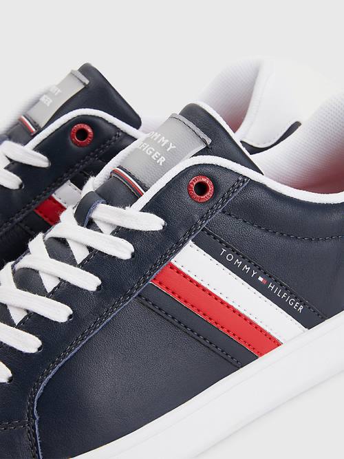 Tommy Hilfiger Essential Leather Cupsole Moški Superge Modra | TH294NIS